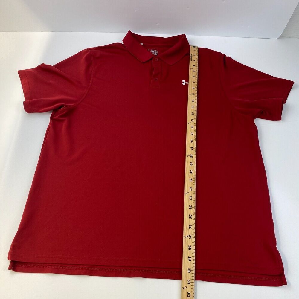 Under Armour Heatgear Loose Golf Polo Shirt Men's Size 2XL  Red Stretch Comfort - Picture 11 of 15